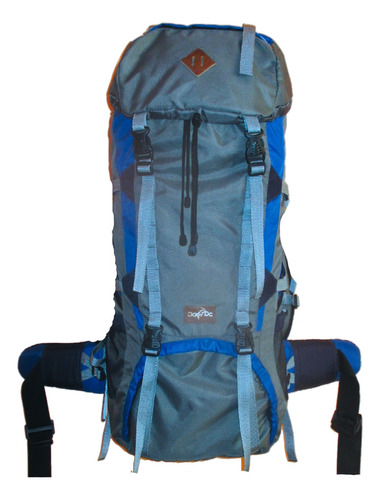 Bolso Mochilero 70 Litros Camping O Excursión, Gris Con Azul