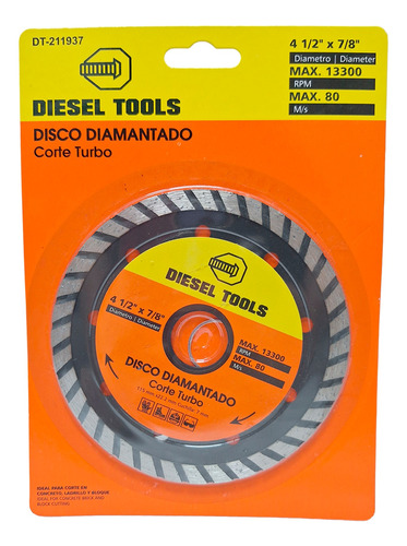 Disco Cortador Diesel Tools Dt-211937 1/2p Turbo