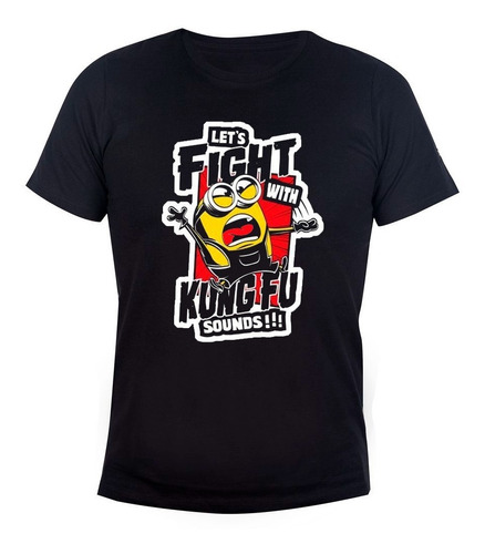 Remera Hombre Algodón Minions Let´s Fight Kung Fu Sounds