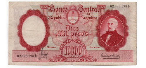 Billete Argentina 10000 Pesos Moneda Nacional Bot. 2189 Mb-