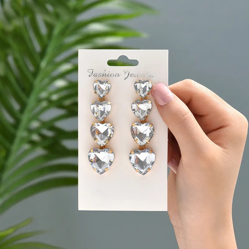 Aretes Largos En Capas Diseño De Corazón