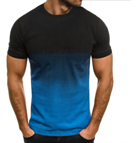 Playera Delgada U Para Hombre, Color En Contraste, Degradad