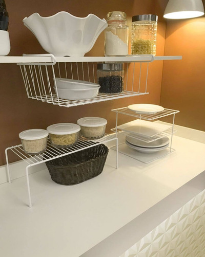 Kit Organizador Armário Cozinha Xícara Panela Prato Aço 7 Un