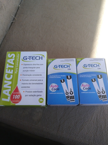Imagem 1 de 3 de 100 Tiras Reagentes Medição De Glicose G-tech Free Lite + 10