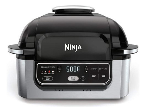 Freidora De Aire Grill Para Interiores 5 En 1 Ninja Color Acero Y Negro 110v