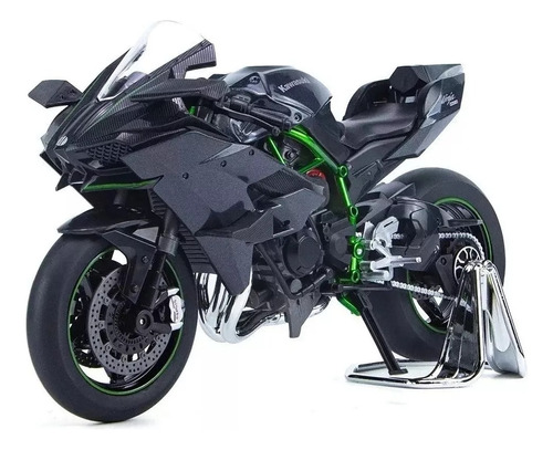 Kawasaki H2r Miniatura Moto Metálica Con Luz Y Sonido 1:12