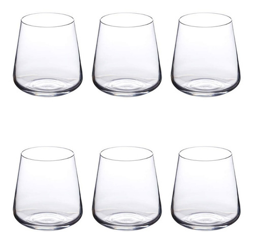 Imagen 3 de 7 de Vasos Whisky O Agua Cristal Bohemia Set X 6 Sandra 400ml