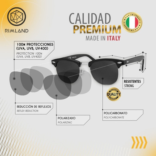 Imagen 4 de 7 de Anteojos De Sol Polarizados Rimland Bink Italianos Acetato
