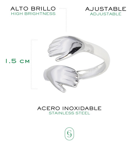 Anillo Abrazo De Mujer Joyeria De Acero Inoxidable Unitalla