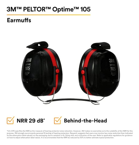 Protetores De Ouvido 3m Peltor Optime 105 H10b Atrás Da Cabe