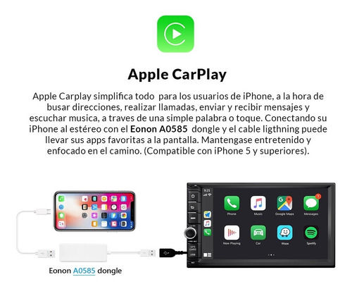 Conecta Celular A Estereo Android iPhone Espejo Mirror A0585