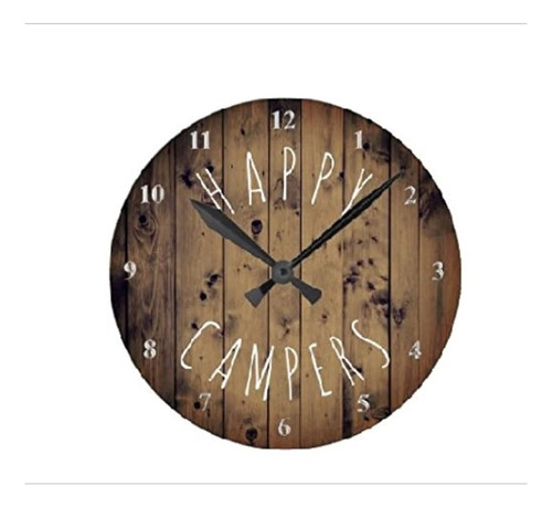 ~? Happy Campers Wall Clock Rustic Wood Retirement Rv Campin