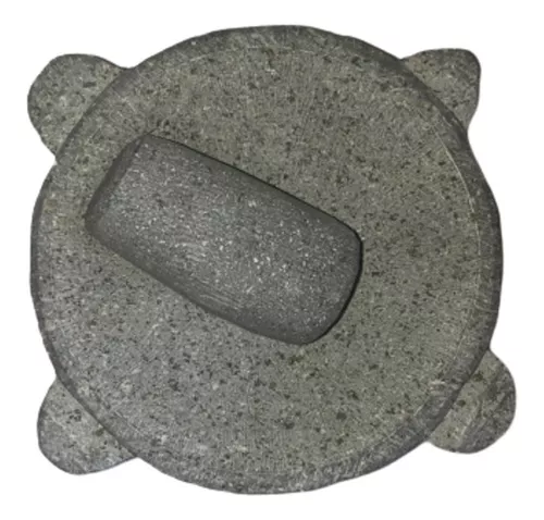  Molcajete Mexicano De Piedra Volcanica Natural Grande - Juego  de mortero y mortero de guacamole grande de 8 pulgadas - Cuenco de molienda  mexicano - Molinillo de piedra volcánica - Triturador