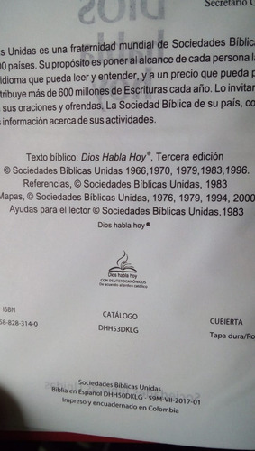 Imagen 3 de 4 de Sagrada Biblia Dios Habla Hoy Tapa Dura Roja + Obsequio