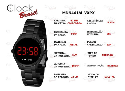Imagem 9 de 10 de Relógio Lince Feminino Digital Led Mdn4618l Vxpx