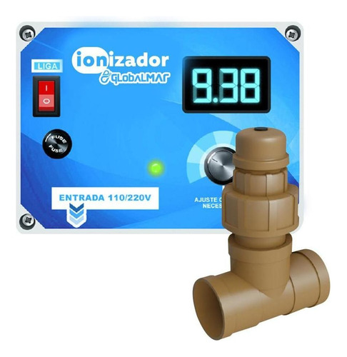 Ionizador Digital Para Piscina Tratamento Ions Cobre 40 Mts