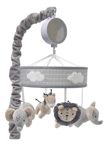 Lambs & Ivy Jungle Safari Musical Baby Crib Mobile - Grey, B