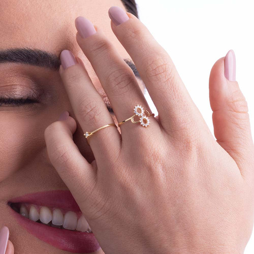 Anel Com Símbolo Infinito Em Ouro 18k Com 11,0 Pontos De Dia