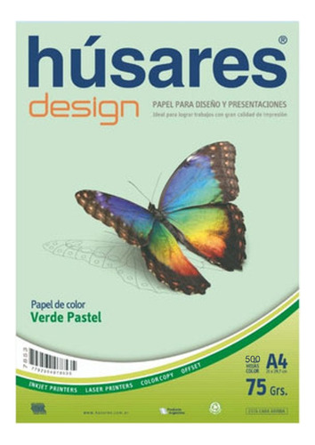 Resma Papel Husares Color Verde A4 75 Gr 500h 