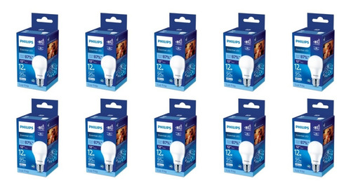 Imagen 2 de 4 de Pack 10 Ampolletas Led Philips E27 12w Cálida O Fría