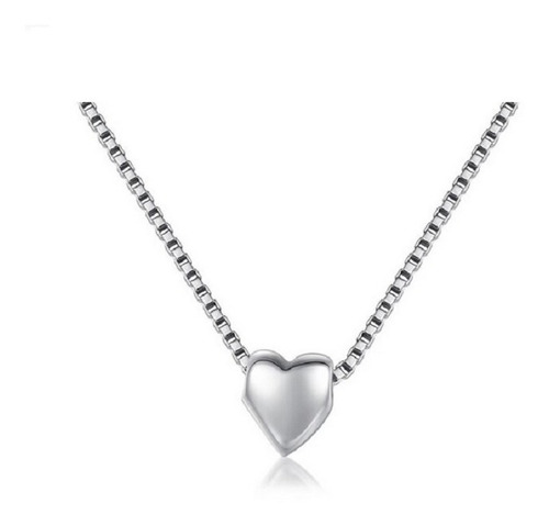 Collar Colgante Cadena Corta Plata 925 Corazoncito Corazón