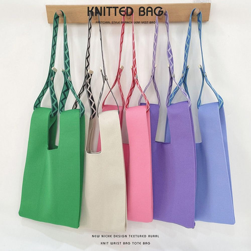 Bolso De Pulsera Knot, Bolsas De Compras De Color Liso De Gr