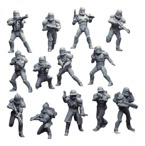 Set De 13 Mini Figuras Clones Y Comandos Star Wars Legion 