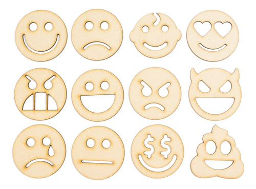 Formitas Formas Madera Emoji Emoticones Iconos 20cm X5 Uni