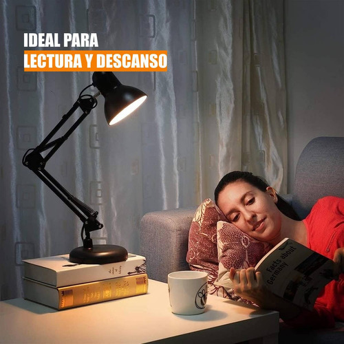 Lampara De Mesa Escritorio Brazo Flexible Metal Color De La Pantalla Negra