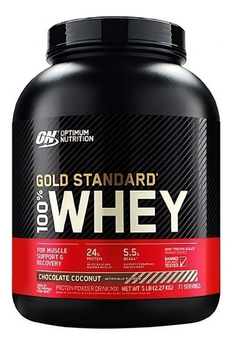 Suplemento en polvo Optimum Nutrition  Proteína Gold Standard 100% Whey proteína sabor chocolate coconut en pote de 2.27kg