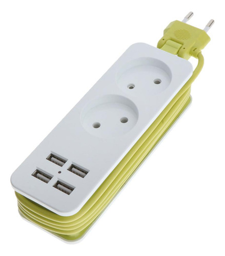 Eu Plug Extension Soquete Tomada Hub Strip 6 Portas Com 4