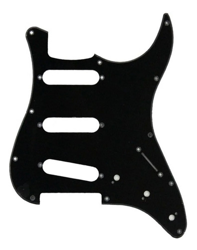 Escudo Guitarra Stratocaster Preto 3 Camadas Sss 11 Furos