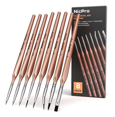 Imagen 1 de 3 de Nicpro Professional Brochas De Pintura Para Microdetalles