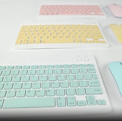 Kit Teclado E Mouse Sem Fio Bluetooth Recarregavel -colorido Aleatorio Aleatorio