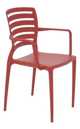 Cadeira Plastica Monobloco Com Bracos Sofia Vermelha Cor Da Estrutura Da Cadeira Vermelho Cor Do Assento Vermelho Desenho Do Tecido Sem Tecido