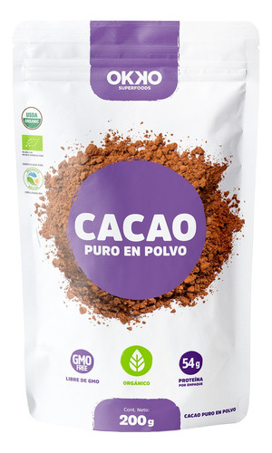 Okko Cacao En Polvo Orgánico, 200 G