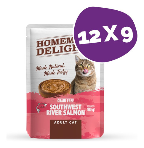 Pouch Homemade Delights Gato Adulto Salmon 100g Pack X 12