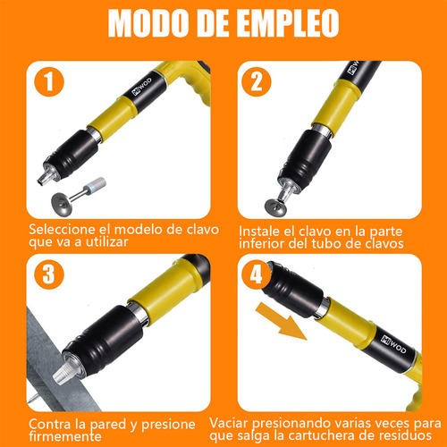 Pistola De Fijacion De Pared De Clavos C/100 Clavos Portátil