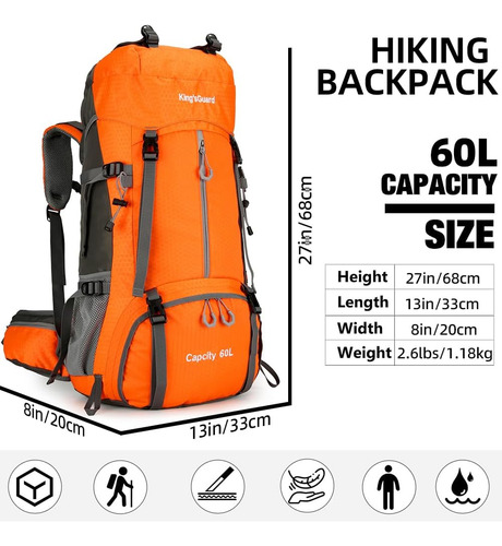 Mochila De Senderismo Kingsguard De 60 L, Mochila Para Para