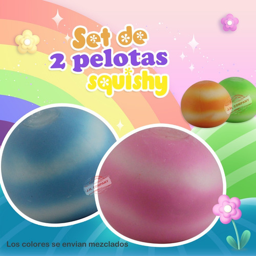 Imagen 8 de 10 de Set 2 Pcs Squishy Pelota Antiestres Apachurrar Juguete Z-17