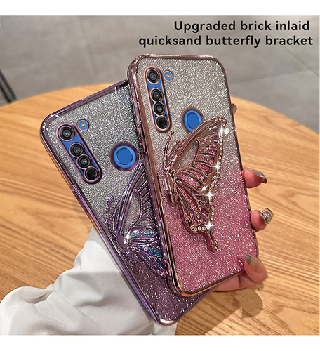 Funda Para Moto G8 Play Power Marco Mariposa Rosa Flash+mica