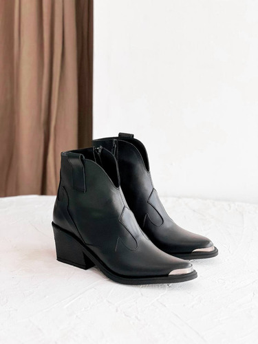 Botas Texanas Caña Corta Puntera Metalica Cuero Mujer