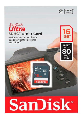 Memoria Sd Sandisk 16gb/80mbs Ultra
