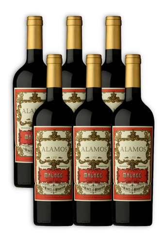 Álamos Vino Malbec Caja X6u 750ml Valle De Uco Mendoza