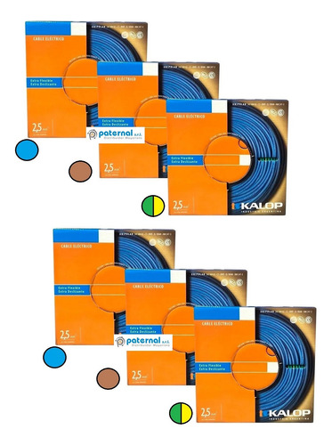 Cable Unipolar Kalop Normalizado Iram 2.5mm Cat.5 X6 Rollos