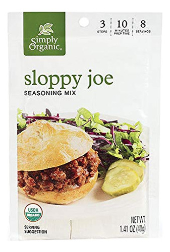 Simply Organic Sloppy Joe, Certificado Orgnico, Sin Gluten |