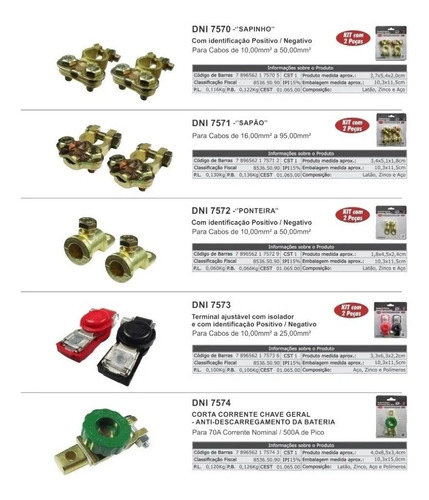Imagem 5 de 5 de Terminal De Bateria Automotiva Sapinho Kit 2 Peças Dni 7570