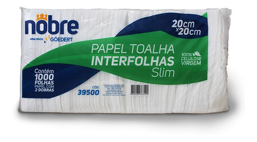Papel Toalha Interfolha C/1000fls 20x20cm 2d Slim - Nobre