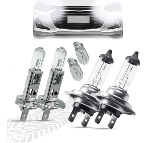 Kit 6 Lâmpadas Halógena Farol Alto Baixo Lanterna H1 H7 T10