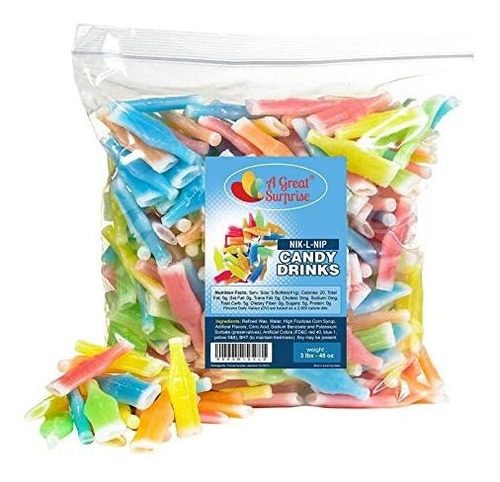 Botellas Nik-l-nip Cera Caramelo Bebidas, 3 Lb Granel Carame